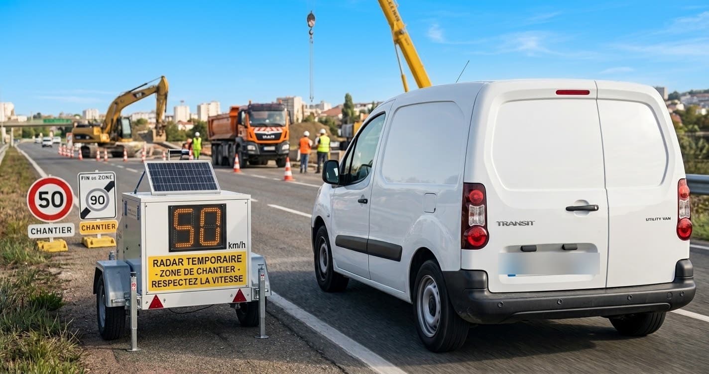 Radar temporaire de chantier réglé sous la limite habituelle : vos droits